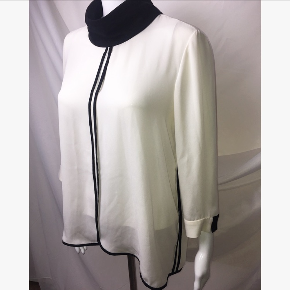 Zara High Neck Black & White Blouse
